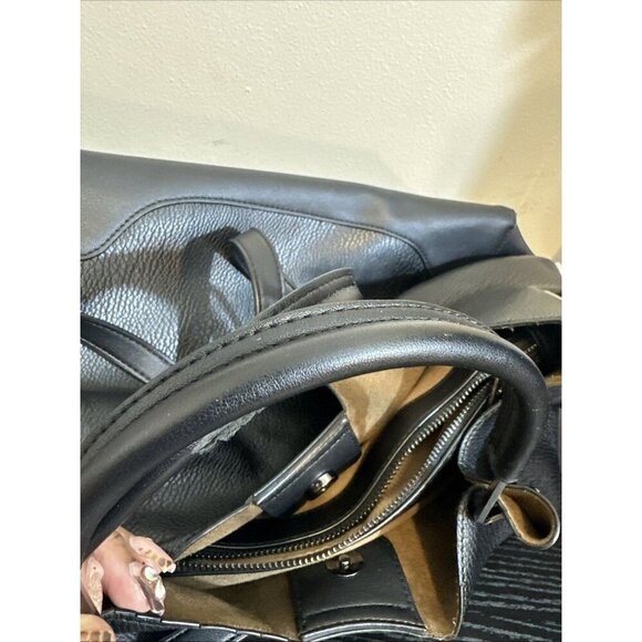 SANDRA ROBERTS SQUARED Leather Black Shoulder Bag - Picture 6 of 10